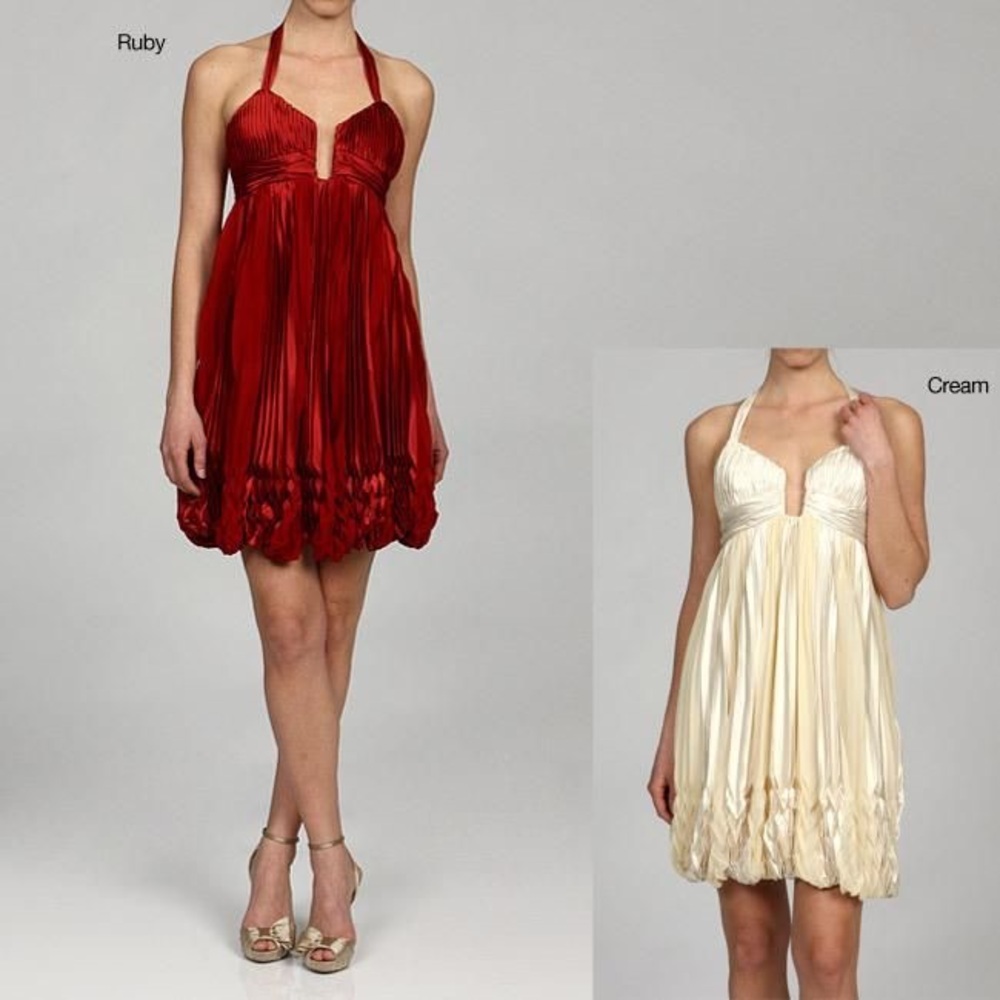 Issue New York Women's Halter V-neck Bubble Hem Cocktail Dress